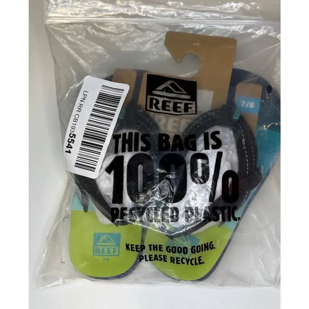 NWT Reef Little Ahi Boys Sandals in Aqua Green - Size 7/8